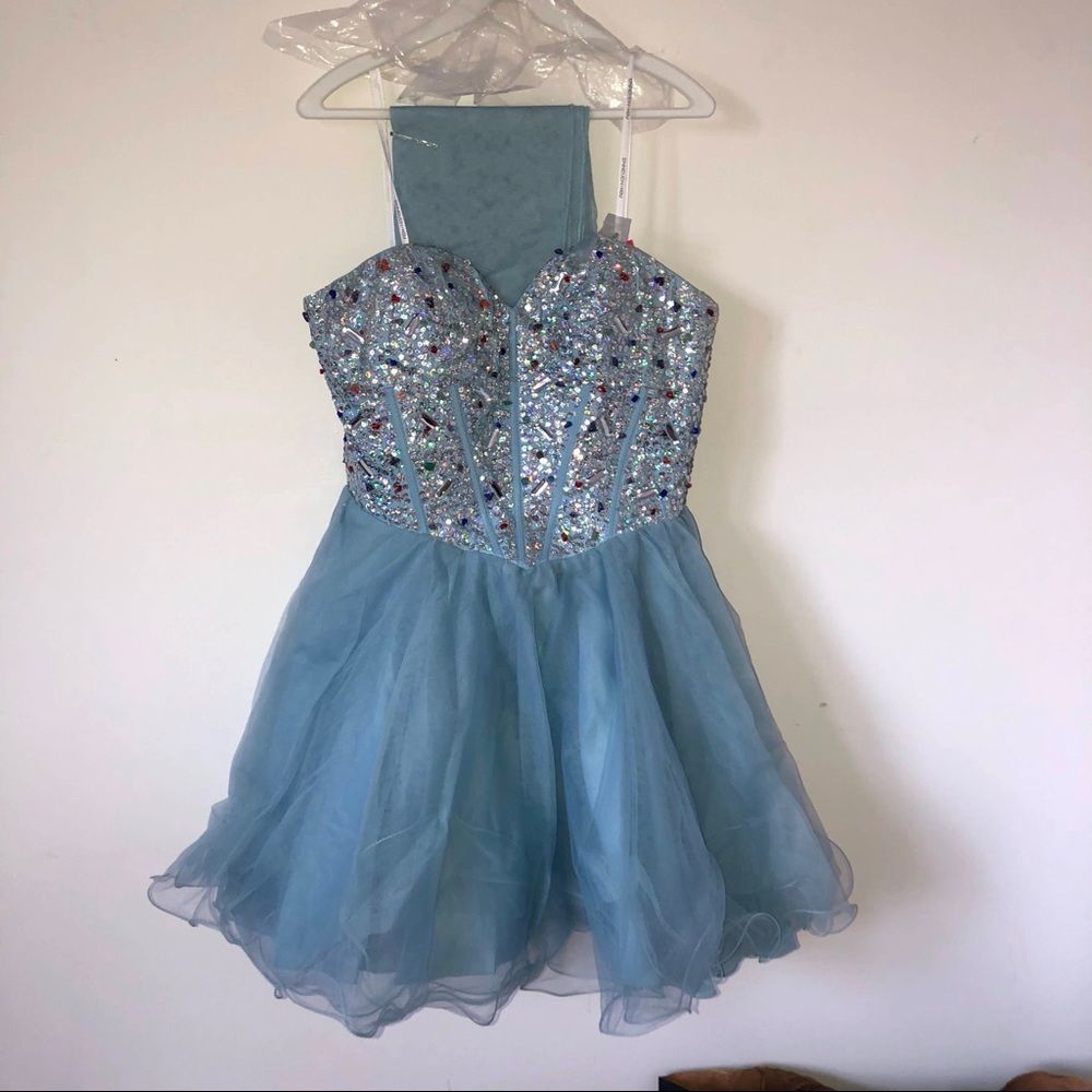 NARIANA Prom/ Party Short Dress Light Blue Sparkly Prom Dress